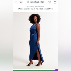 abercrombie one shoulder satin knotted midi dress